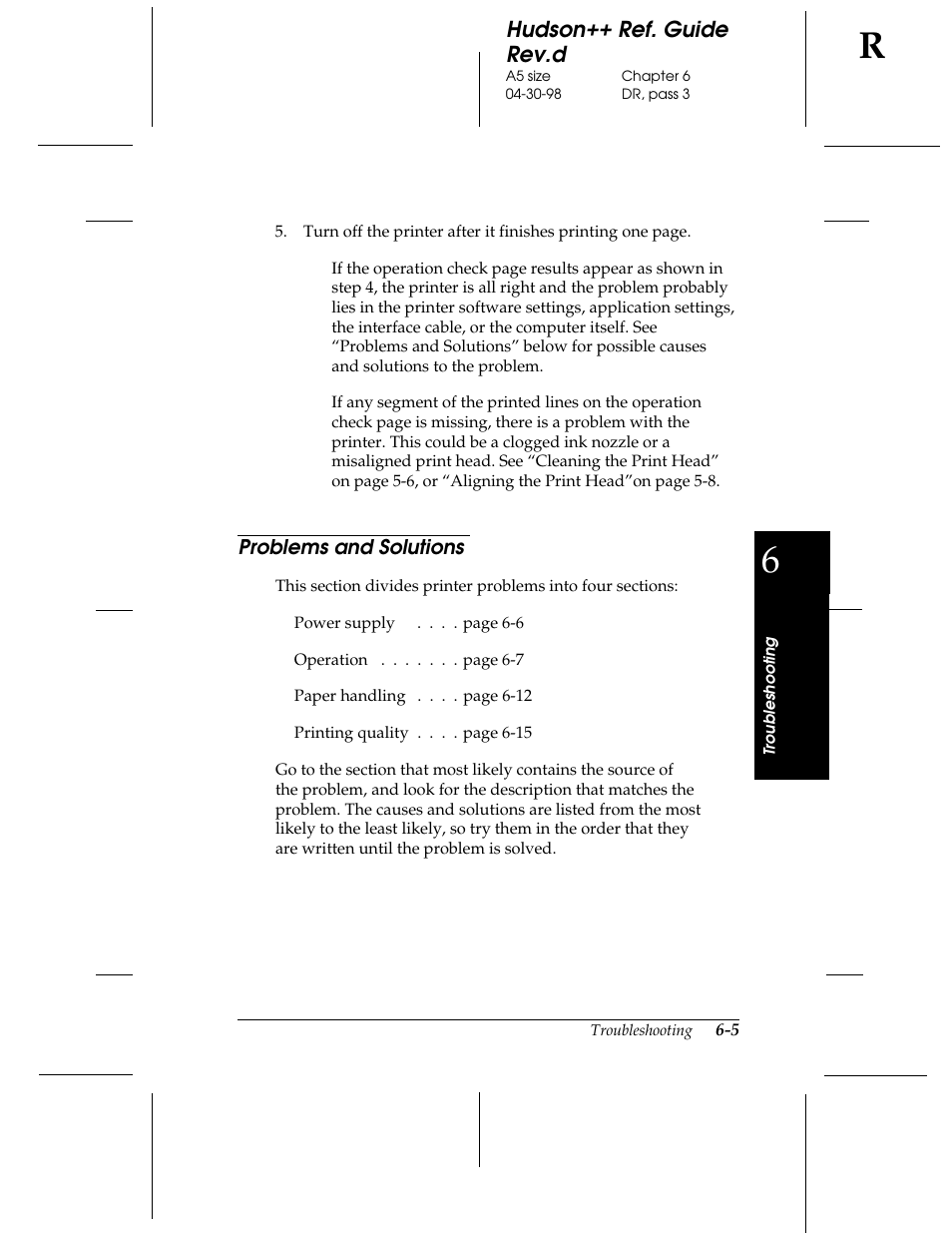 Problems and solutions, Hudson++ ref. guide rev.d | Epson 300 User Manual | Page 59 / 91