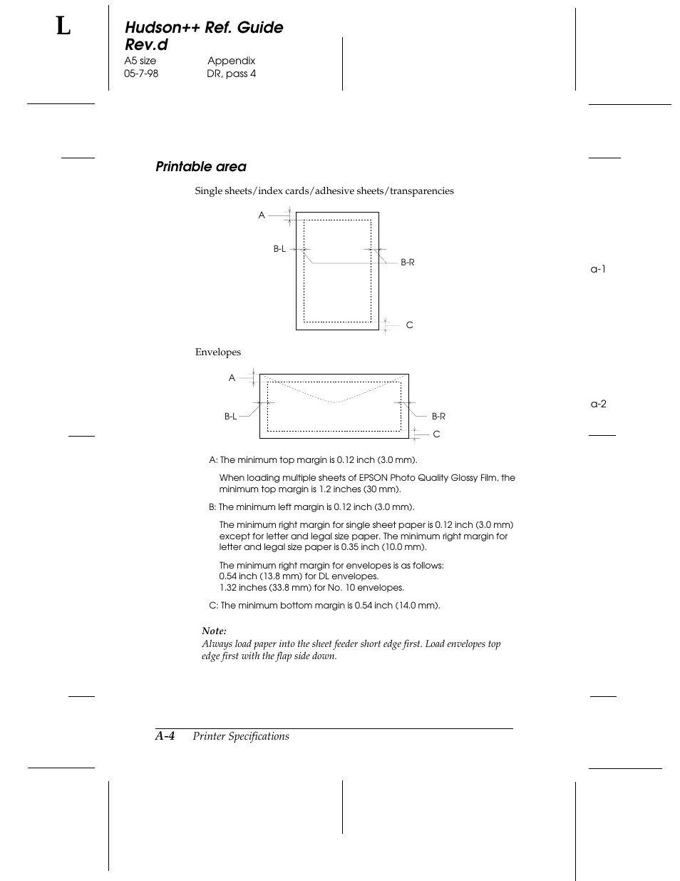 Printable area, Hudson++ ref. guide rev.d | Epson 300 User Manual | Page 81 / 91