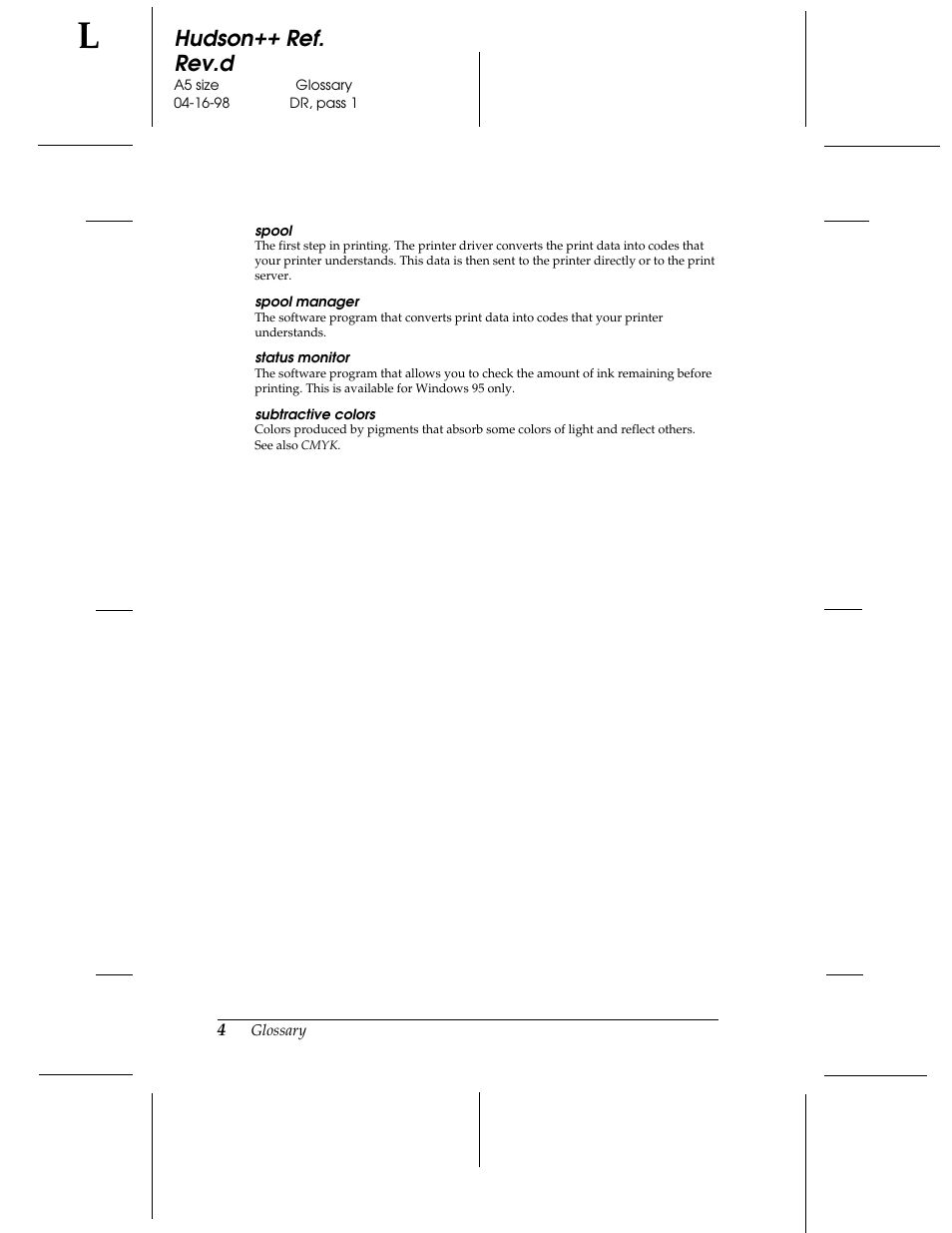 Hudson++ ref. rev.d | Epson 300 User Manual | Page 88 / 91