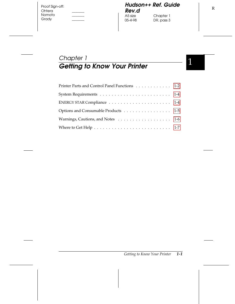 Chap 1-getting to know your printer, Getting to know your printer, Chapter 1 | Hudson++ ref. guide rev.d | Epson 300 User Manual | Page 9 / 91