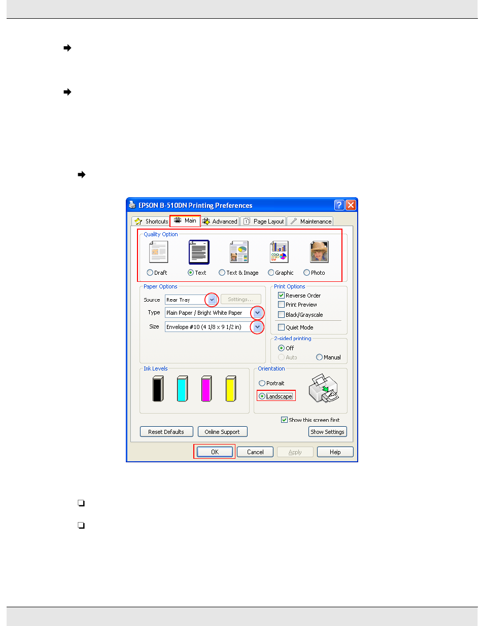 Printer settings for windows | Epson B 310N User Manual | Page 43 / 190