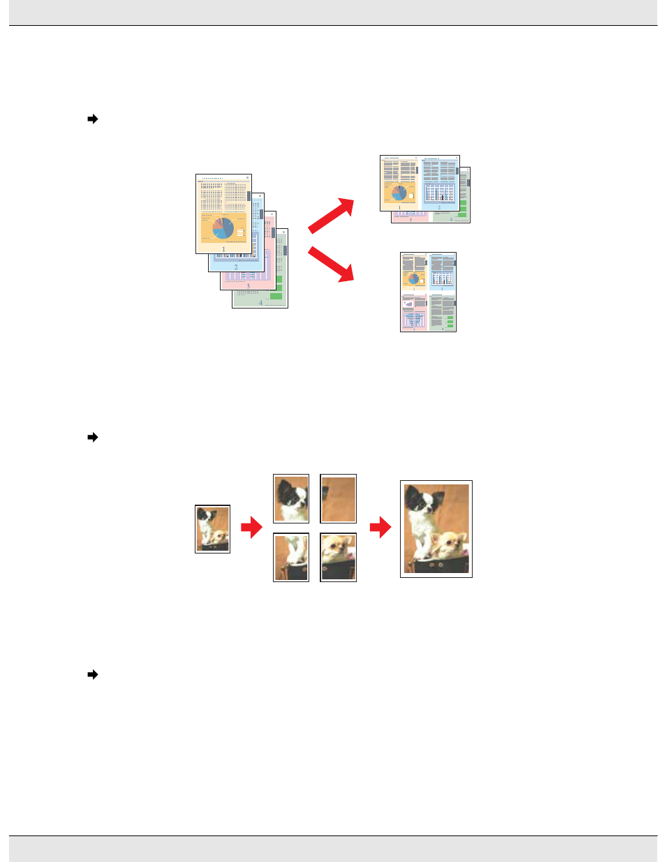 Poster printing (for windows only), Watermark printing (for windows only), Pages per sheet printing | Epson B 310N User Manual | Page 52 / 190