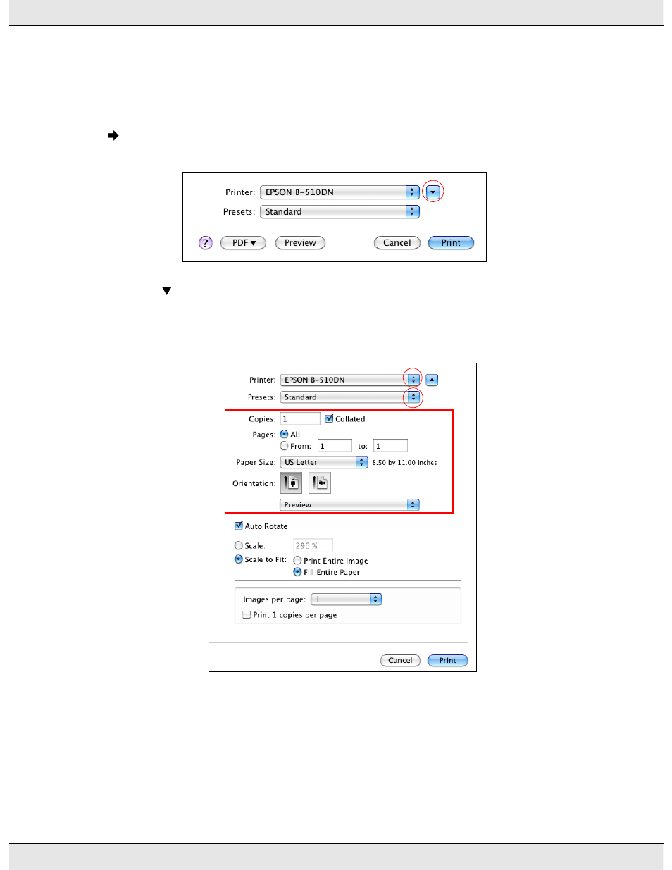 Printer settings for mac os x 10.5 and 10.6 | Epson B 310N User Manual | Page 84 / 190