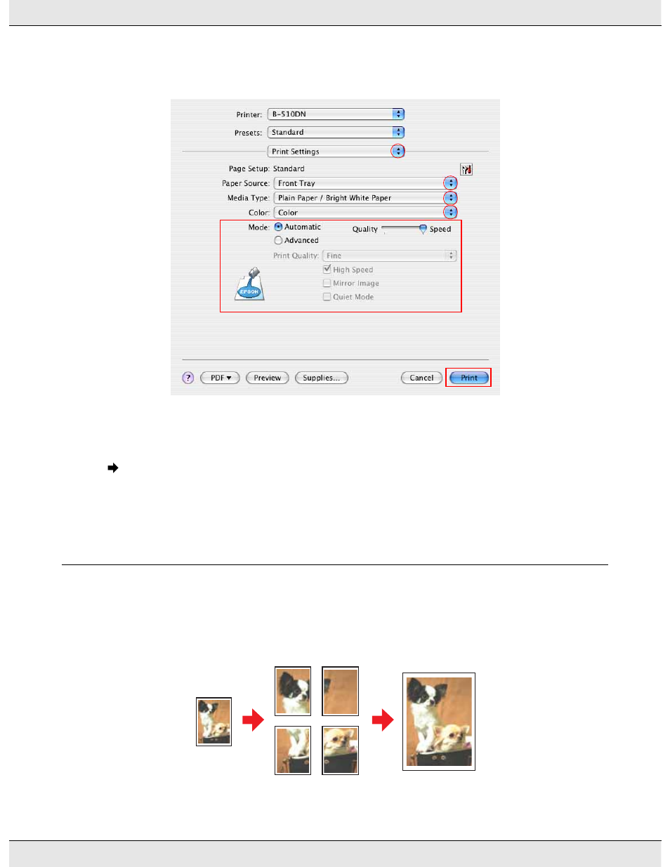 Poster printing (for windows only) | Epson B 310N User Manual | Page 89 / 190