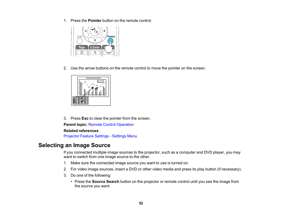 Selecting an image source | Epson EX3210 User Manual | Page 52 / 171