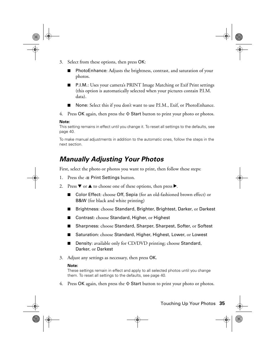 Manually adjusting your photos | Epson Stylus Photo RX580 User Manual | Page 35 / 95