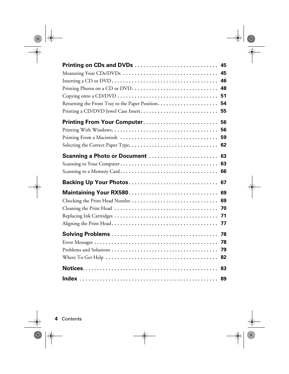 Epson Stylus Photo RX580 User Manual | Page 4 / 95