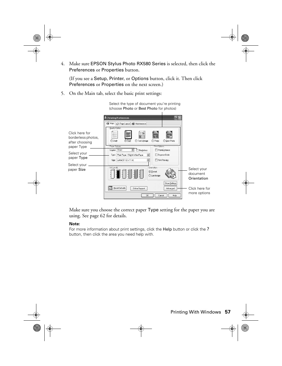 Epson Stylus Photo RX580 User Manual | Page 57 / 95