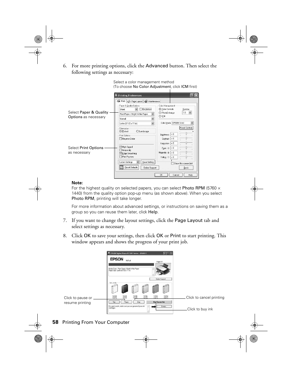 Epson Stylus Photo RX580 User Manual | Page 58 / 95