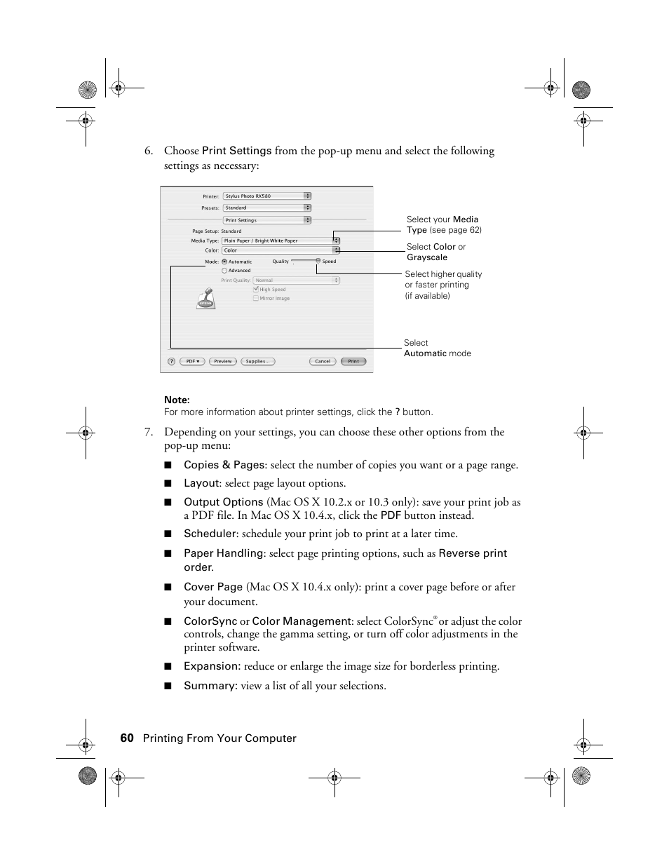 Epson Stylus Photo RX580 User Manual | Page 60 / 95