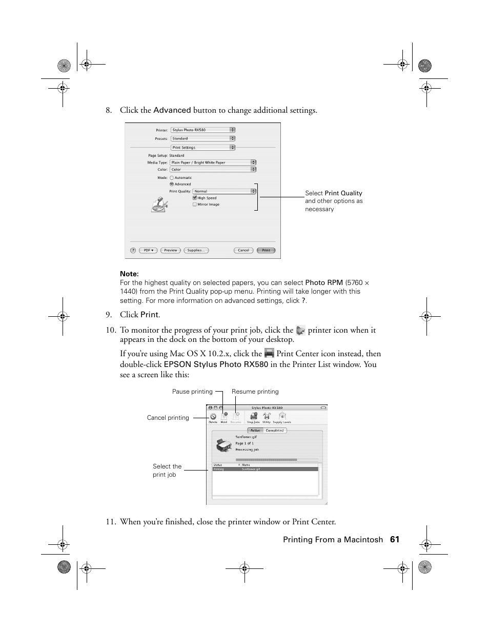 Epson Stylus Photo RX580 User Manual | Page 61 / 95