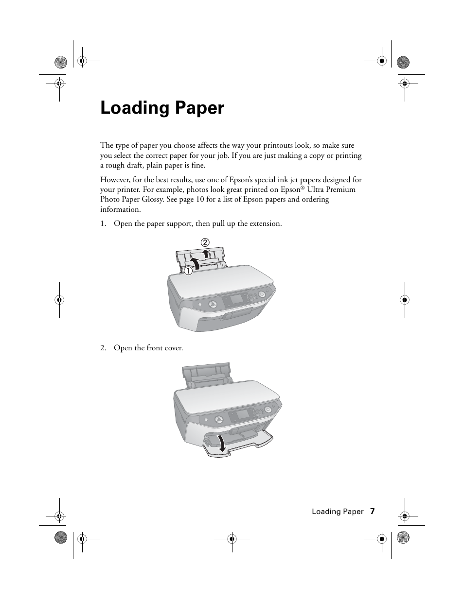 Loading paper | Epson Stylus Photo RX580 User Manual | Page 7 / 95