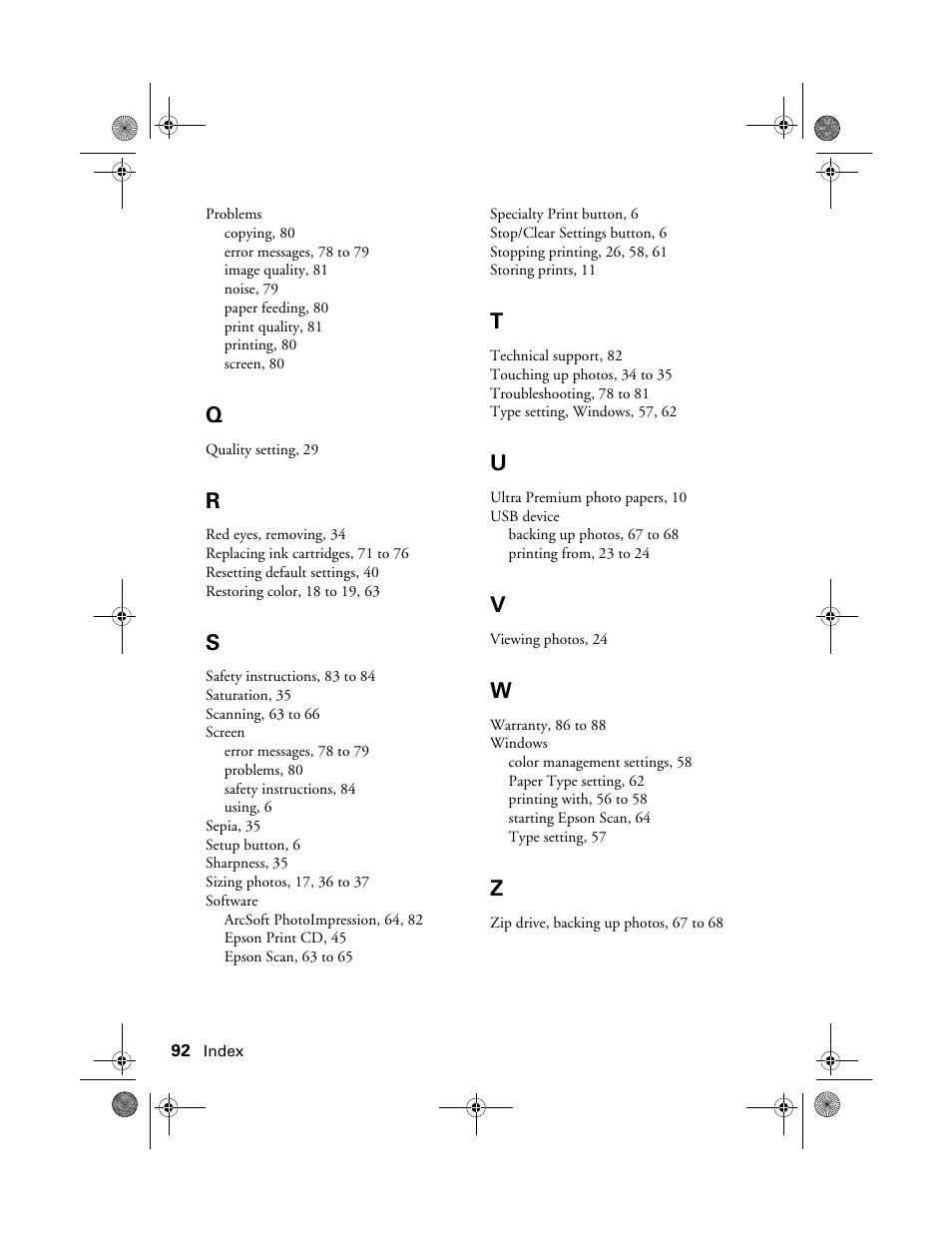 Epson Stylus Photo RX580 User Manual | Page 92 / 95