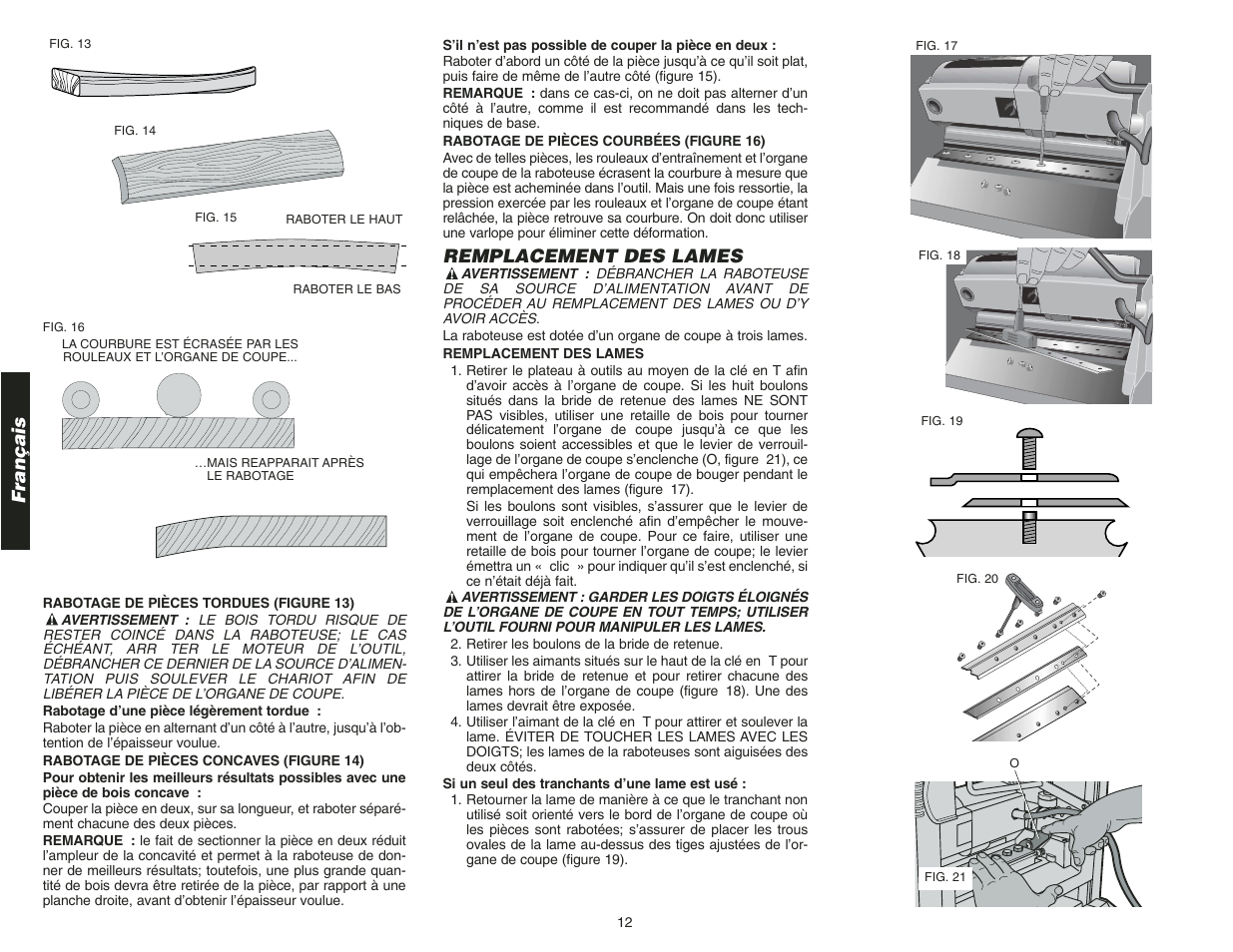 Français, Remplacement des lames | Epson DW734 User Manual | Page 14 / 25