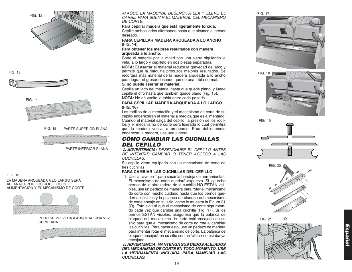 Español, Cómo cambiar las cuchillas del cepillo | Epson DW734 User Manual | Page 21 / 25