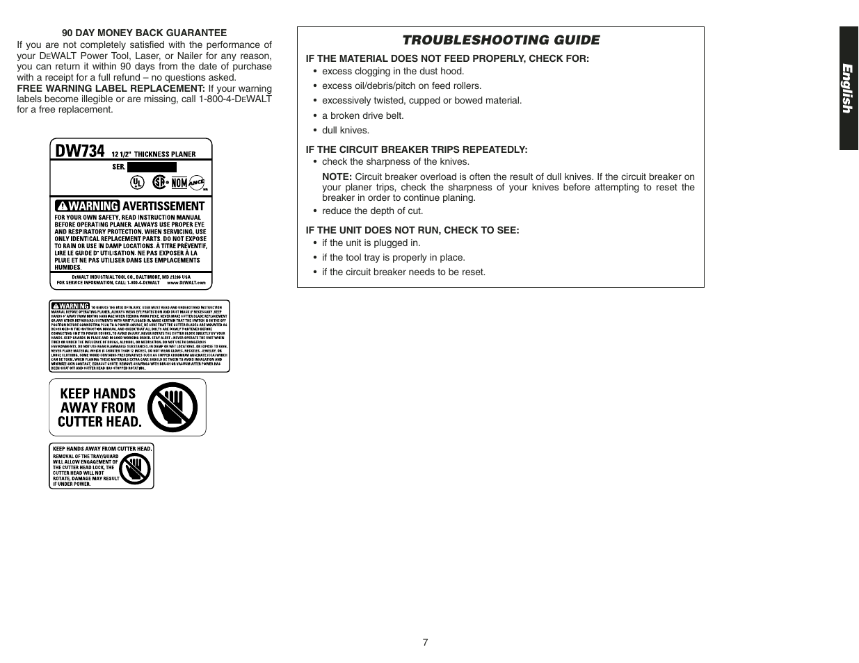 English, Troubleshooting guide | Epson DW734 User Manual | Page 9 / 25