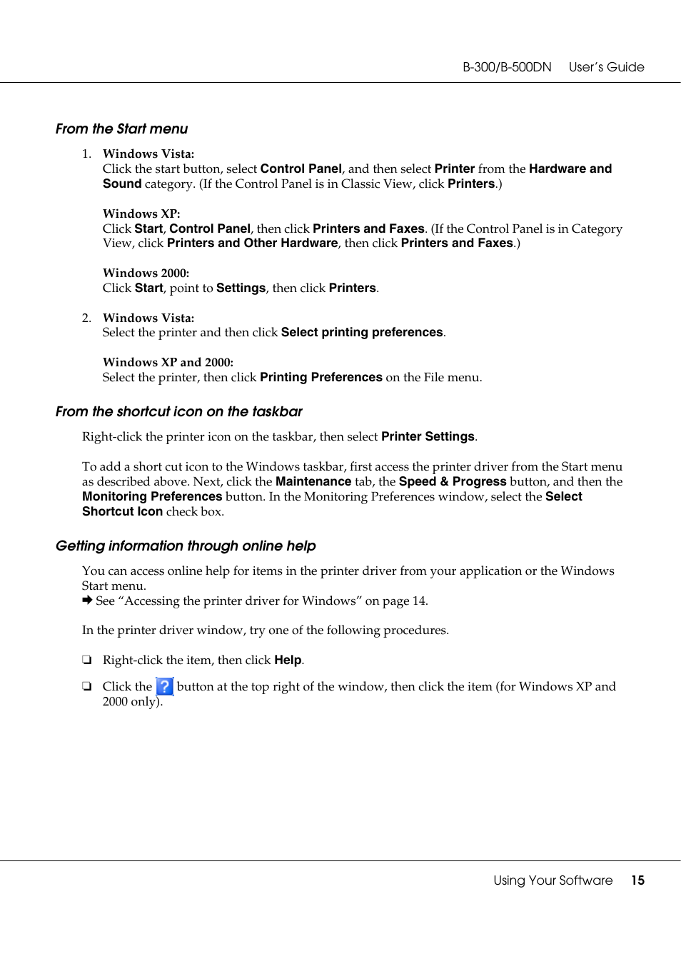 Epson B 500DN User Manual | Page 15 / 168