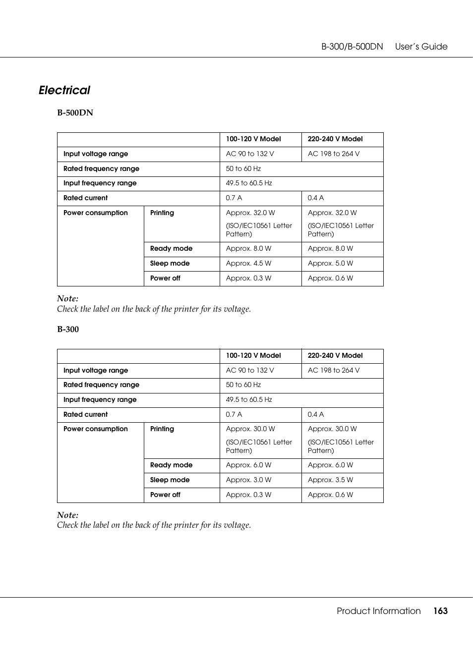 Electrical | Epson B 500DN User Manual | Page 163 / 168