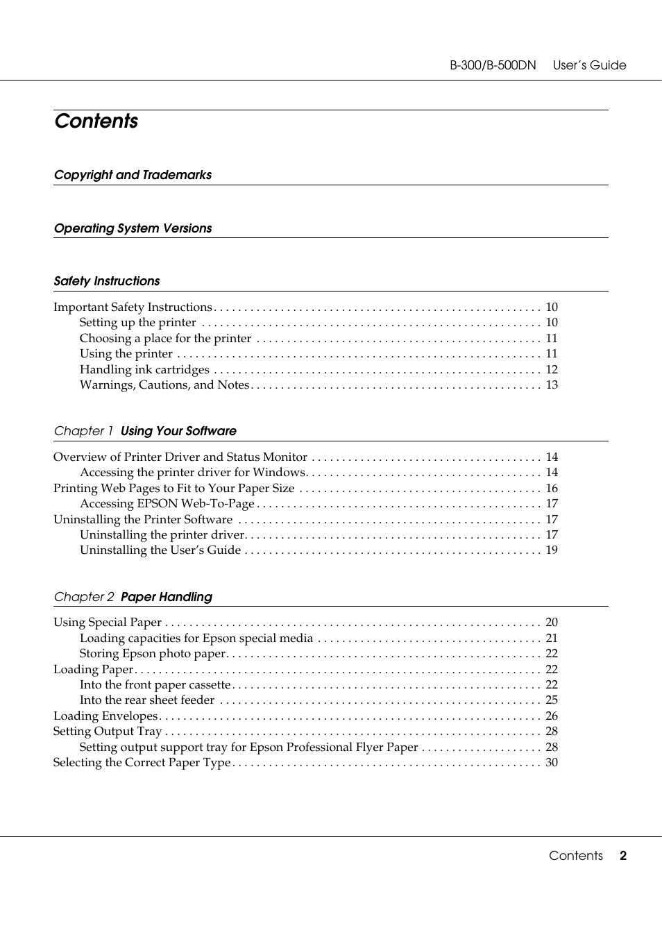 Epson B 500DN User Manual | Page 2 / 168