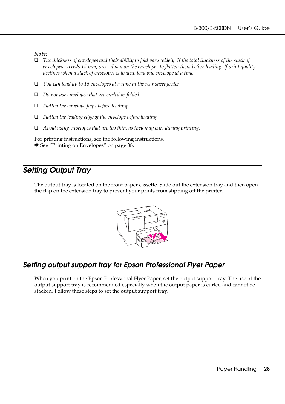 Setting output tray | Epson B 500DN User Manual | Page 28 / 168