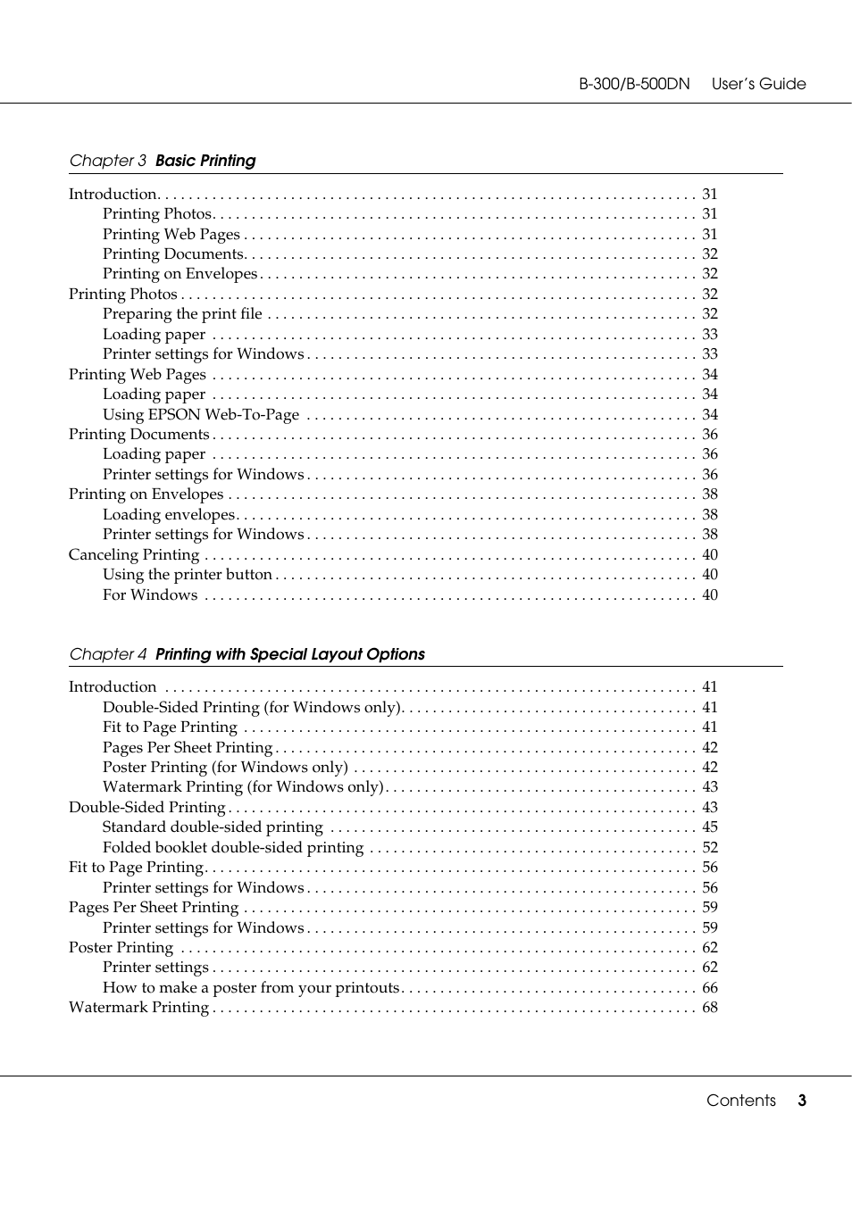 Epson B 500DN User Manual | Page 3 / 168