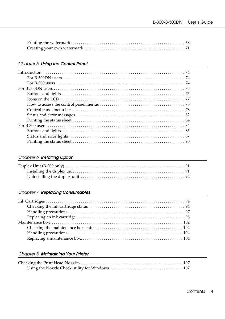 Epson B 500DN User Manual | Page 4 / 168