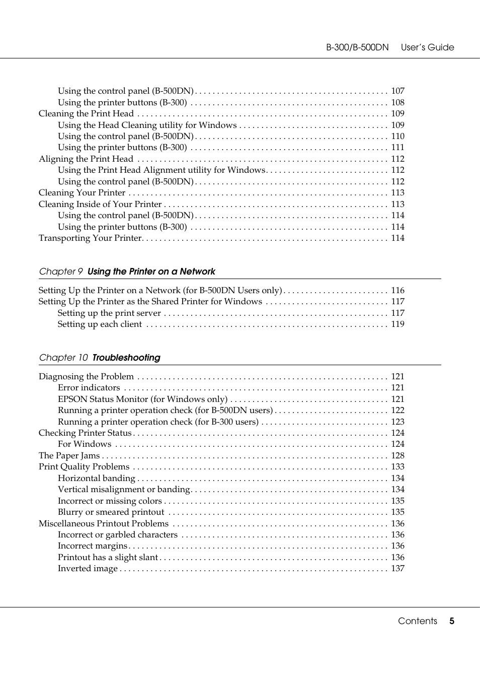 Epson B 500DN User Manual | Page 5 / 168