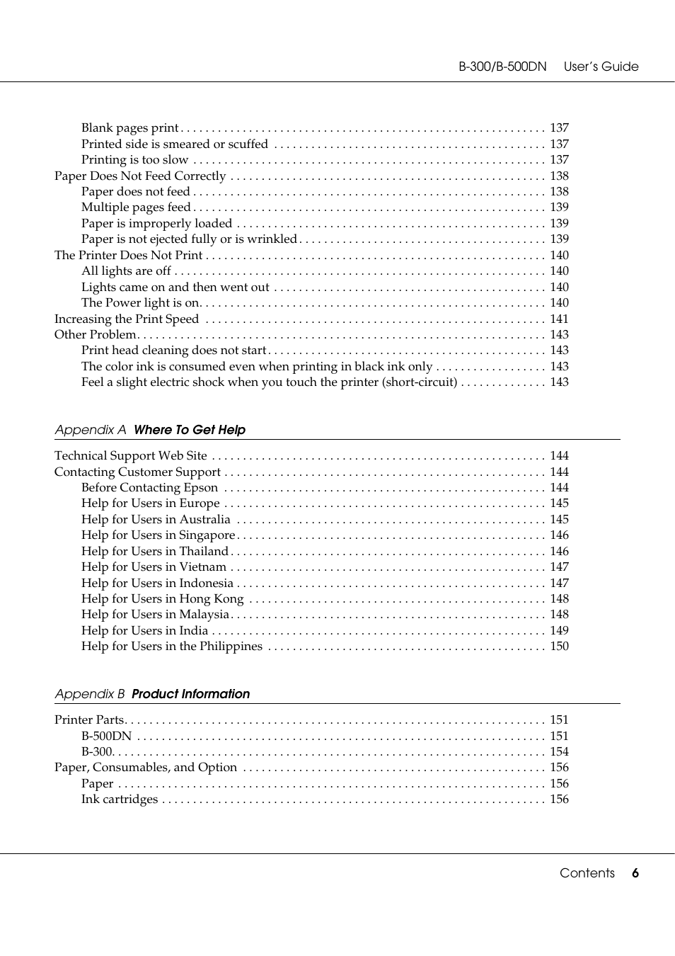 Epson B 500DN User Manual | Page 6 / 168