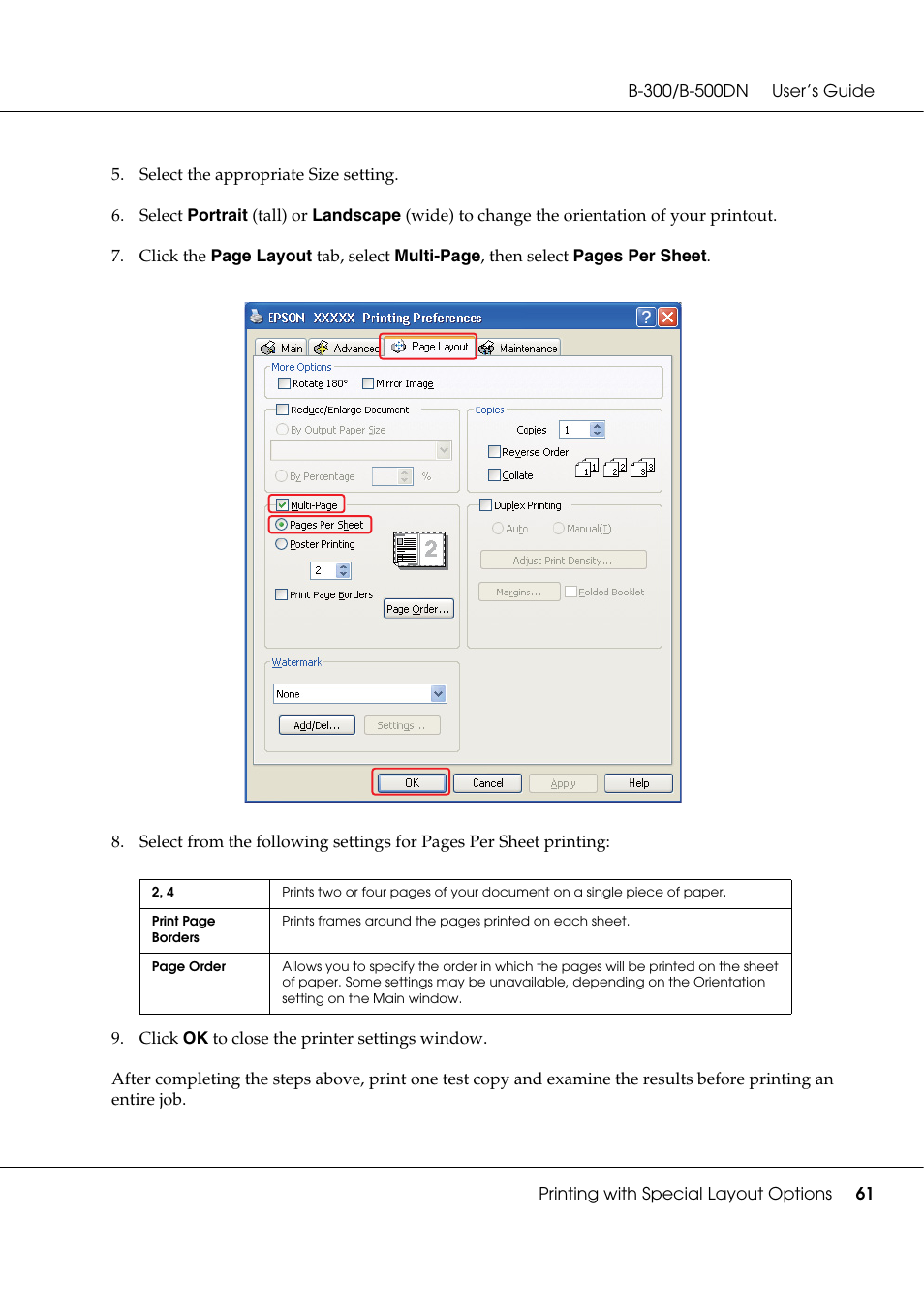 Epson B 500DN User Manual | Page 61 / 168