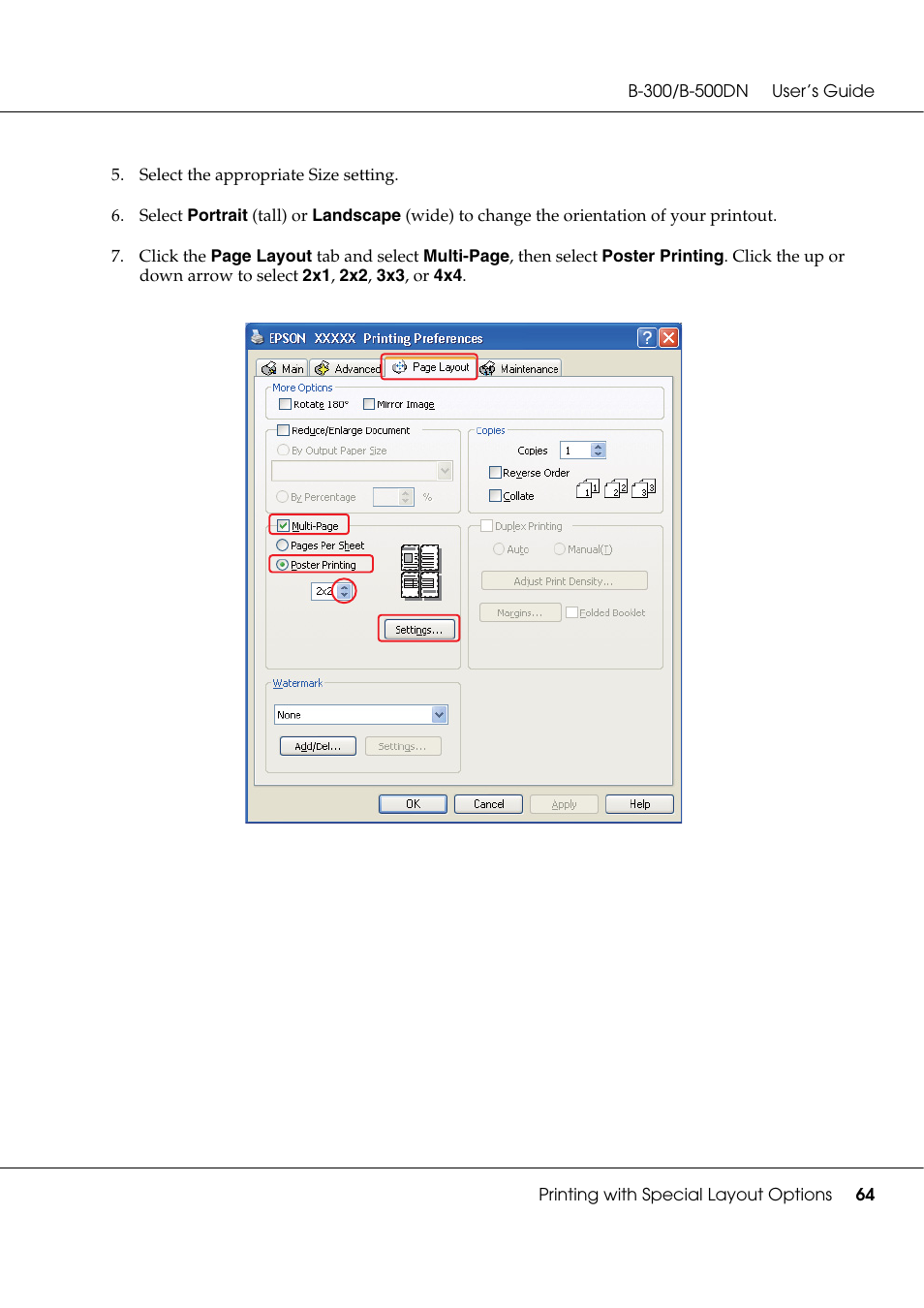 Epson B 500DN User Manual | Page 64 / 168
