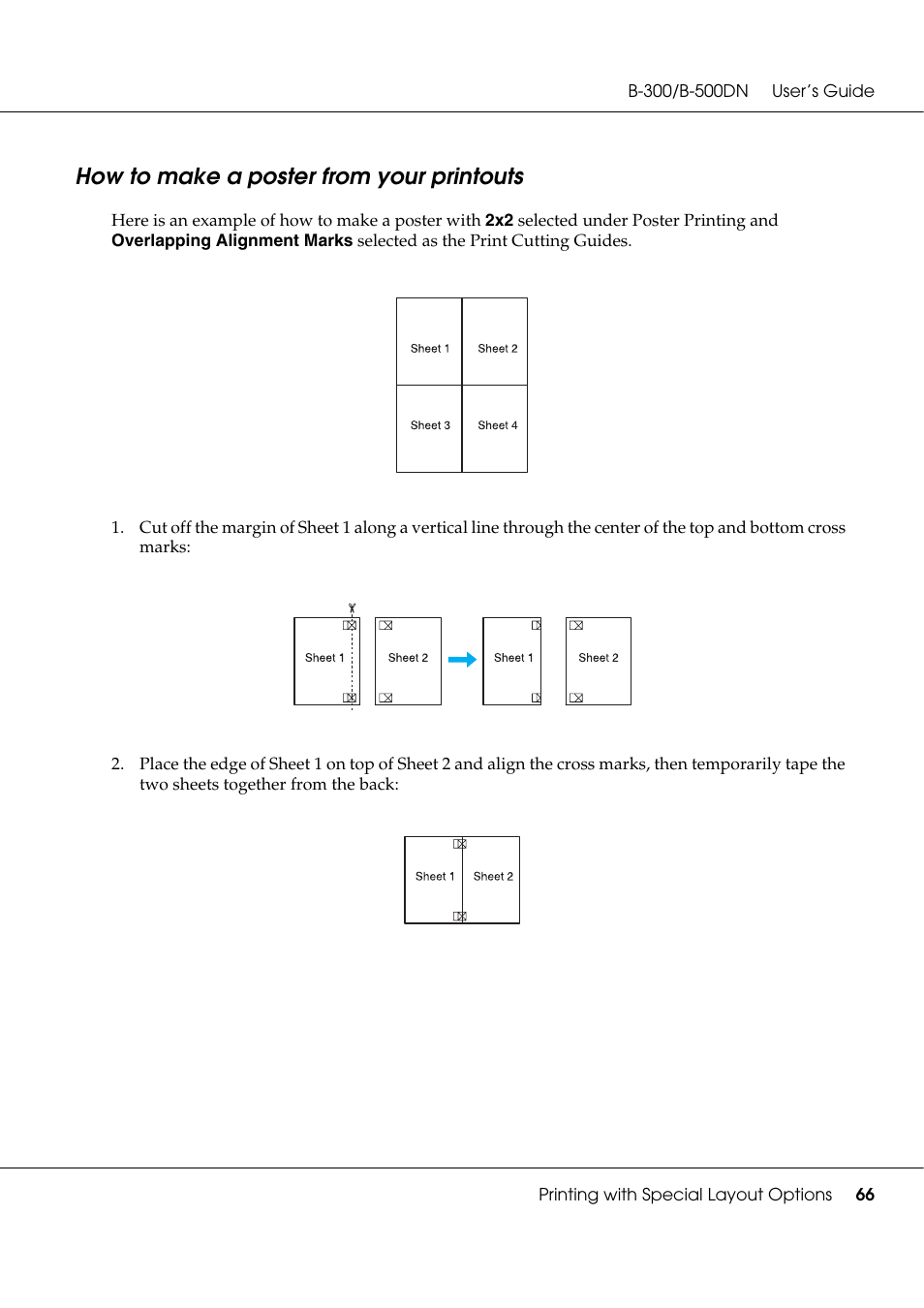 How to make a poster from your printouts | Epson B 500DN User Manual | Page 66 / 168