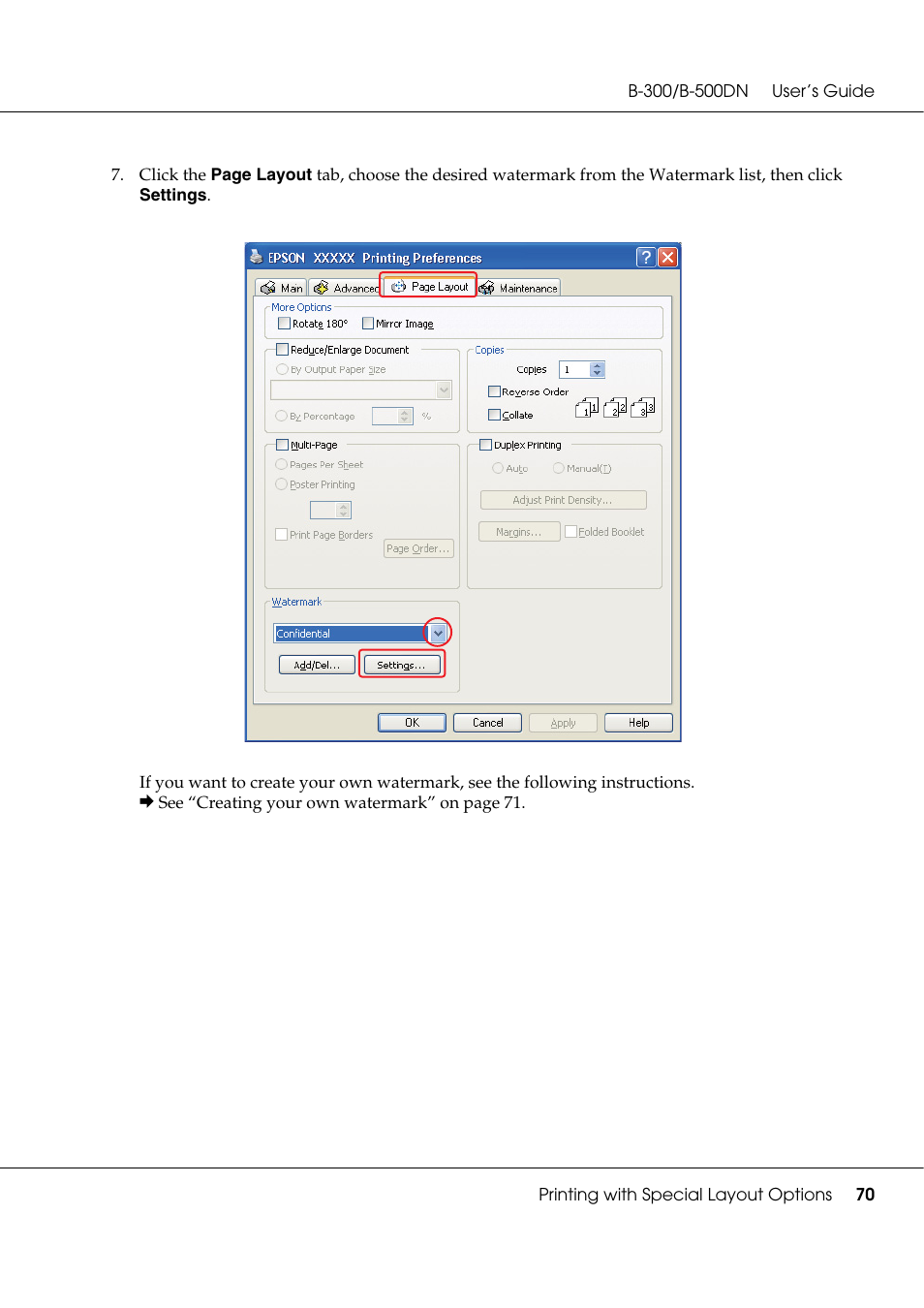 Epson B 500DN User Manual | Page 70 / 168