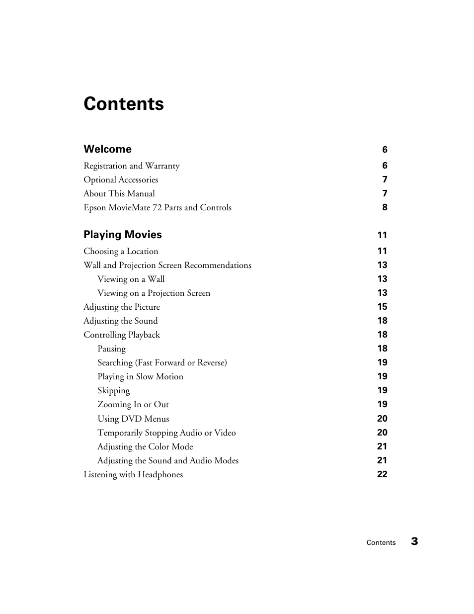 Epson MOVIEMATE 72 User Manual | Page 3 / 70