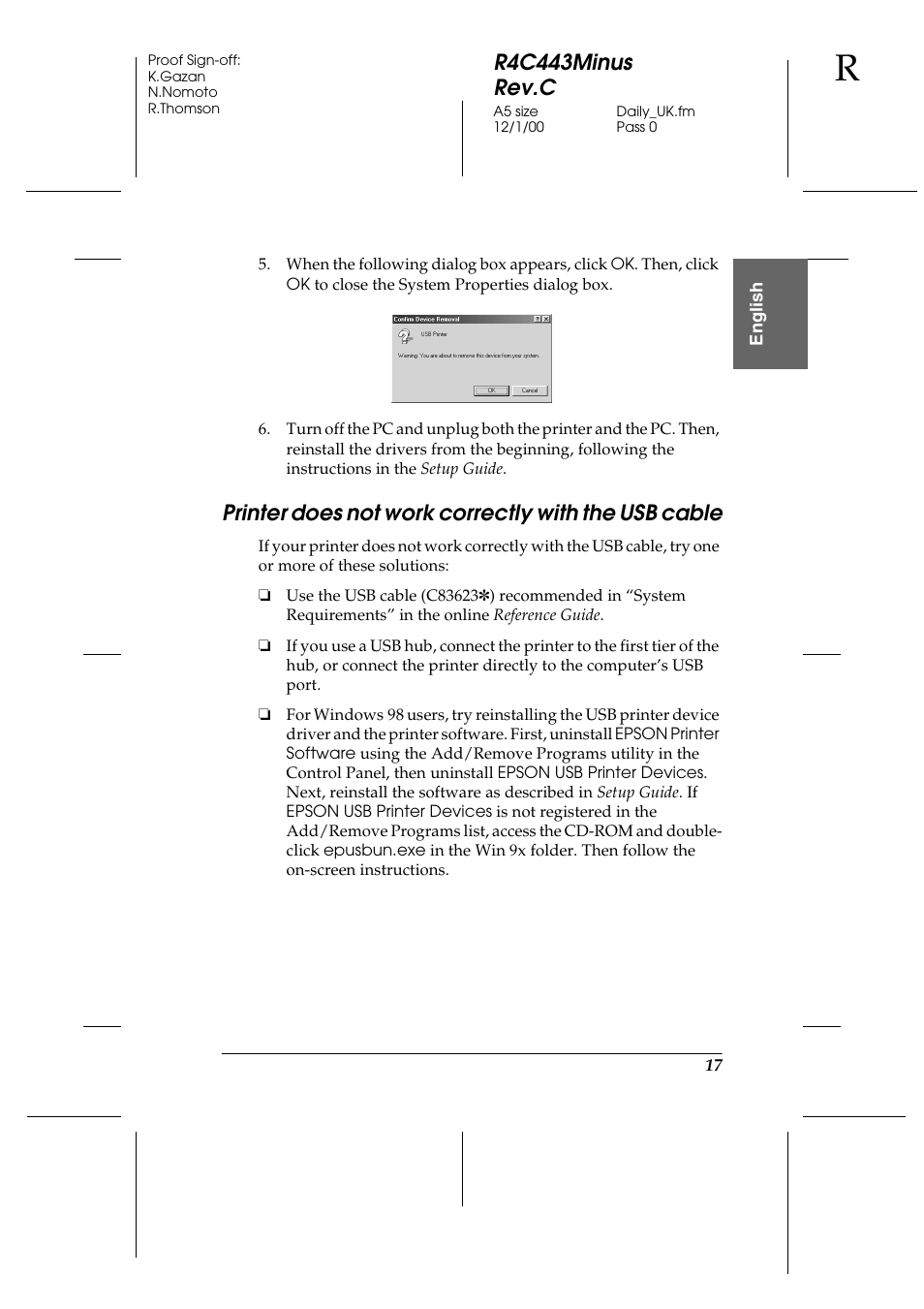 Printer does not work correctly with the usb cable, R4c443minus rev.c | Epson 480SXU User Manual | Page 18 / 24