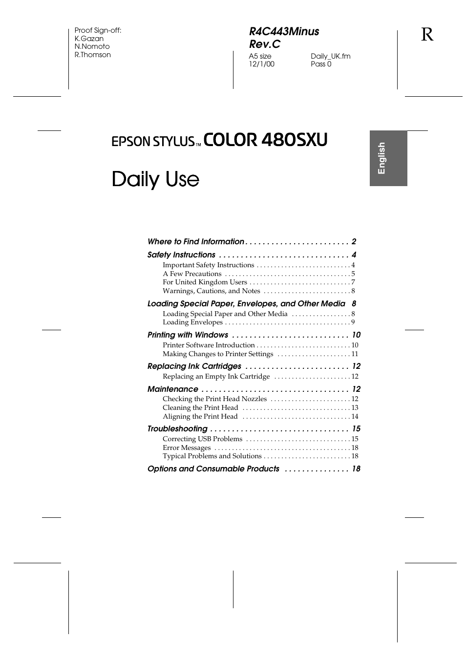 Epson 480SXU User Manual | Page 2 / 24