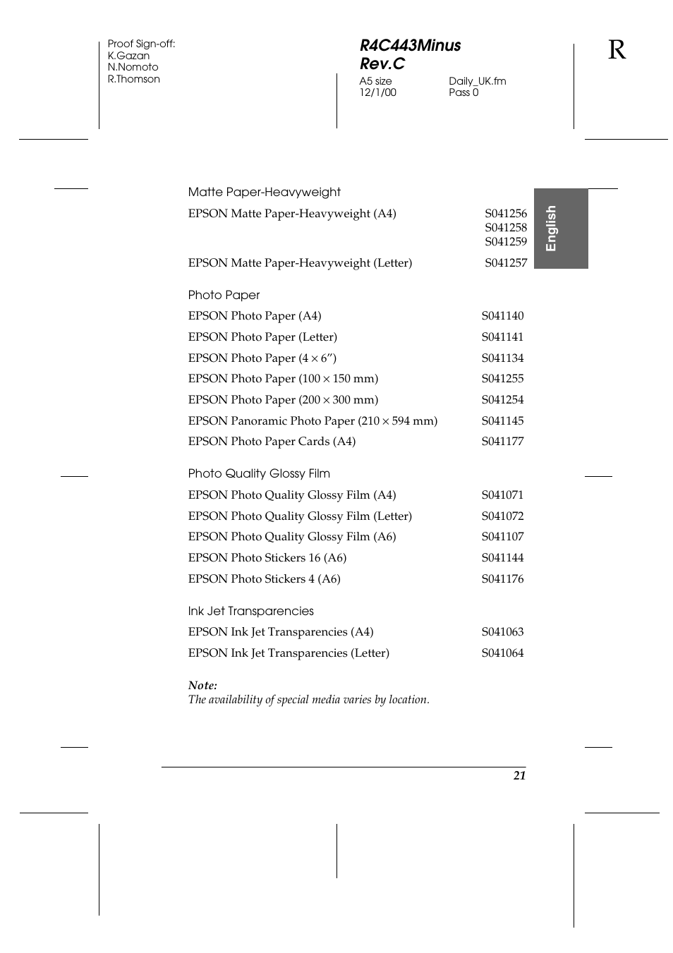 R4c443minus rev.c | Epson 480SXU User Manual | Page 22 / 24