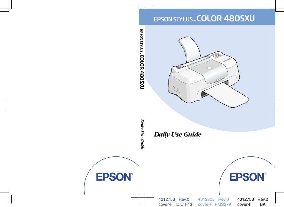 Back cover, Daily use guide | Epson 480SXU User Manual | Page 24 / 24