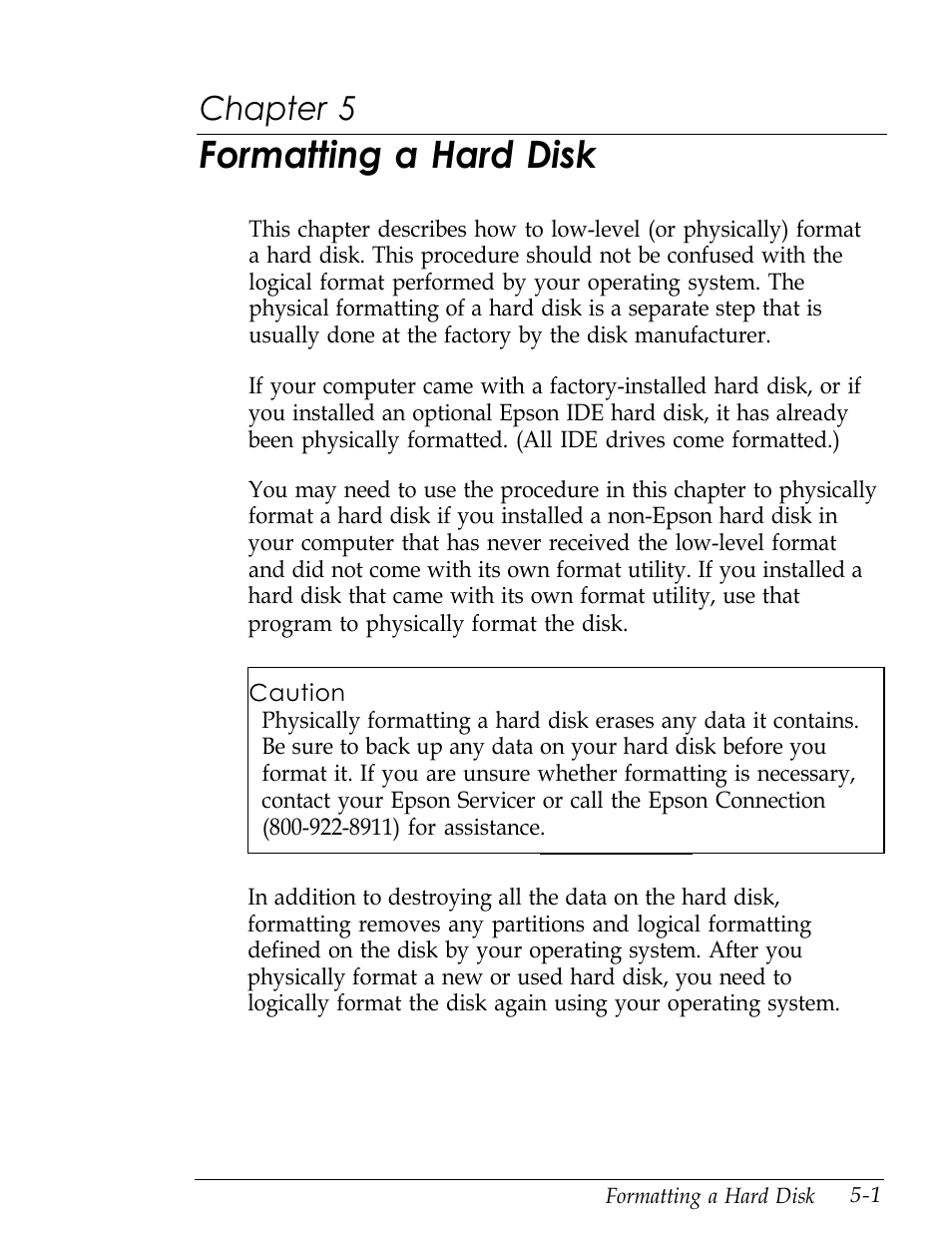 Chap 5-formatting a hard disk, Formatting a hard disk, Chapter 5 | Epson Endeavor User Manual | Page 119 / 197