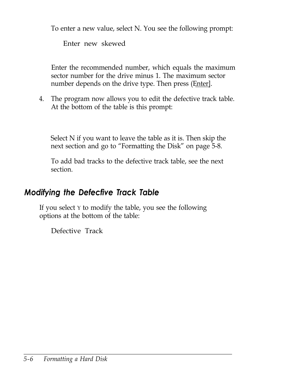 Modifyig the defective track table, Modifying the defecfive track table | Epson Endeavor User Manual | Page 124 / 197