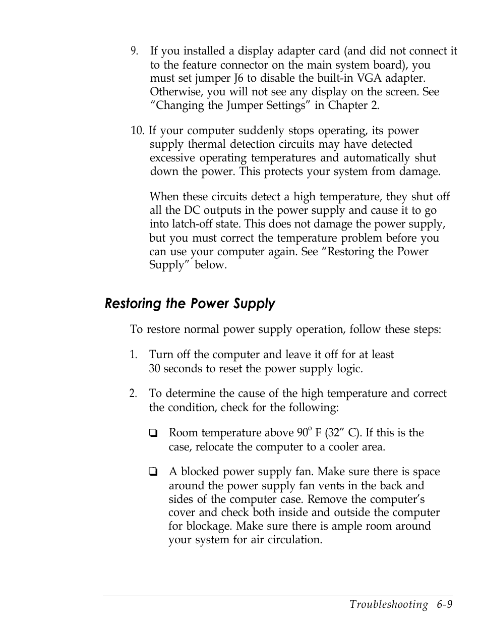 Restoring the power supply | Epson Endeavor User Manual | Page 138 / 197