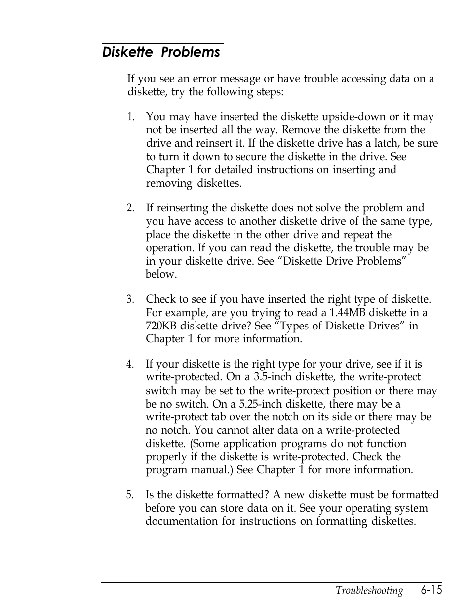 Diskette problems | Epson Endeavor User Manual | Page 144 / 197