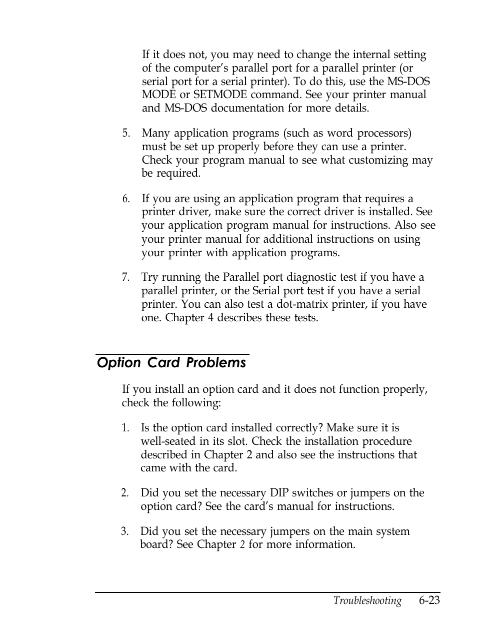 Option card problems | Epson Endeavor User Manual | Page 152 / 197