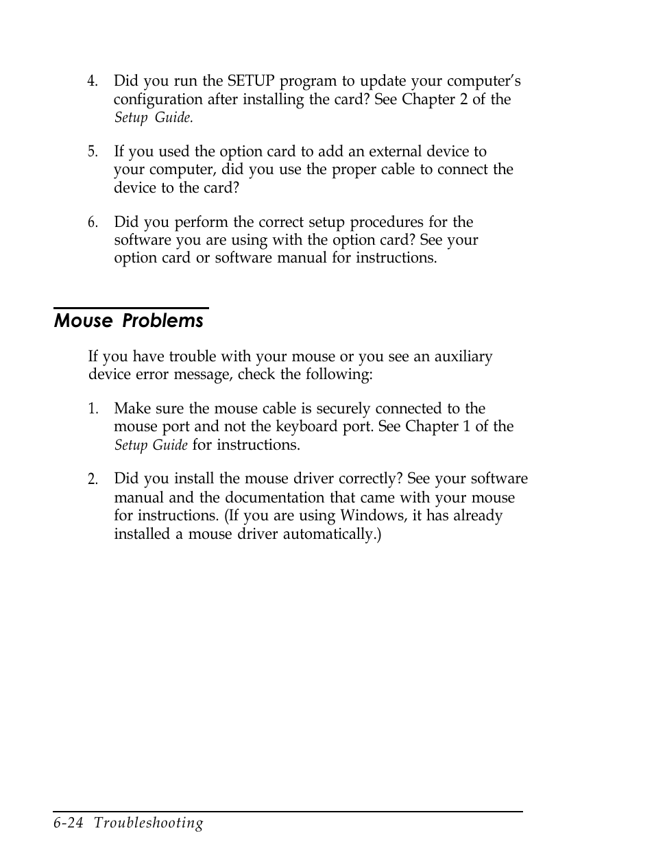 Mouse problems | Epson Endeavor User Manual | Page 153 / 197