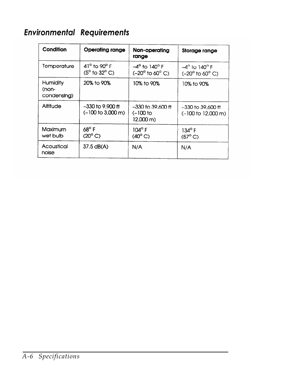 Environmental requirements | Epson Endeavor User Manual | Page 160 / 197