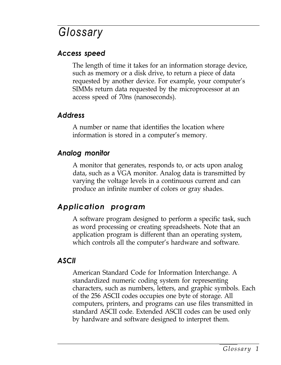 Glossary, Giossary | Epson Endeavor User Manual | Page 163 / 197