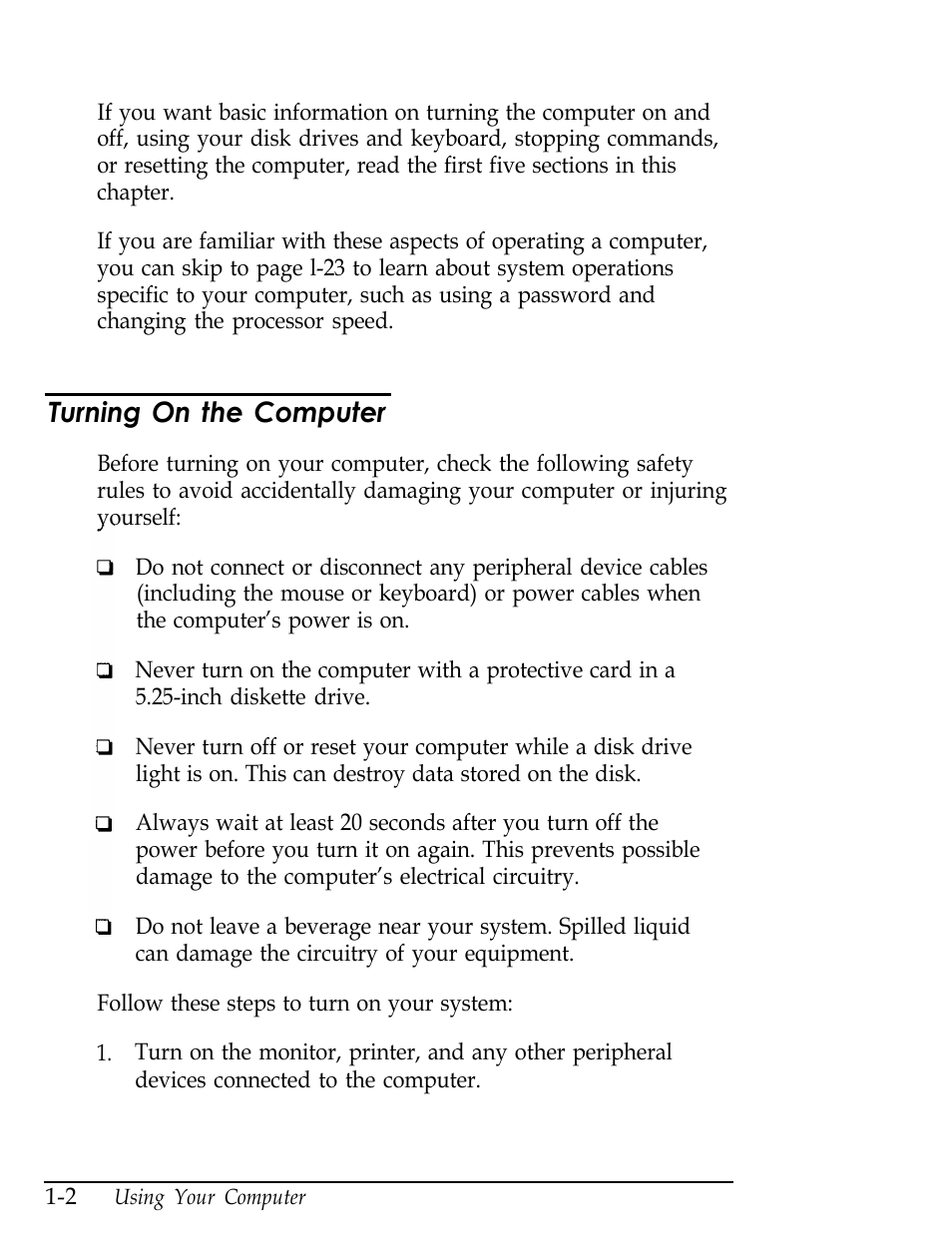 Turning on the computer | Epson Endeavor User Manual | Page 18 / 197