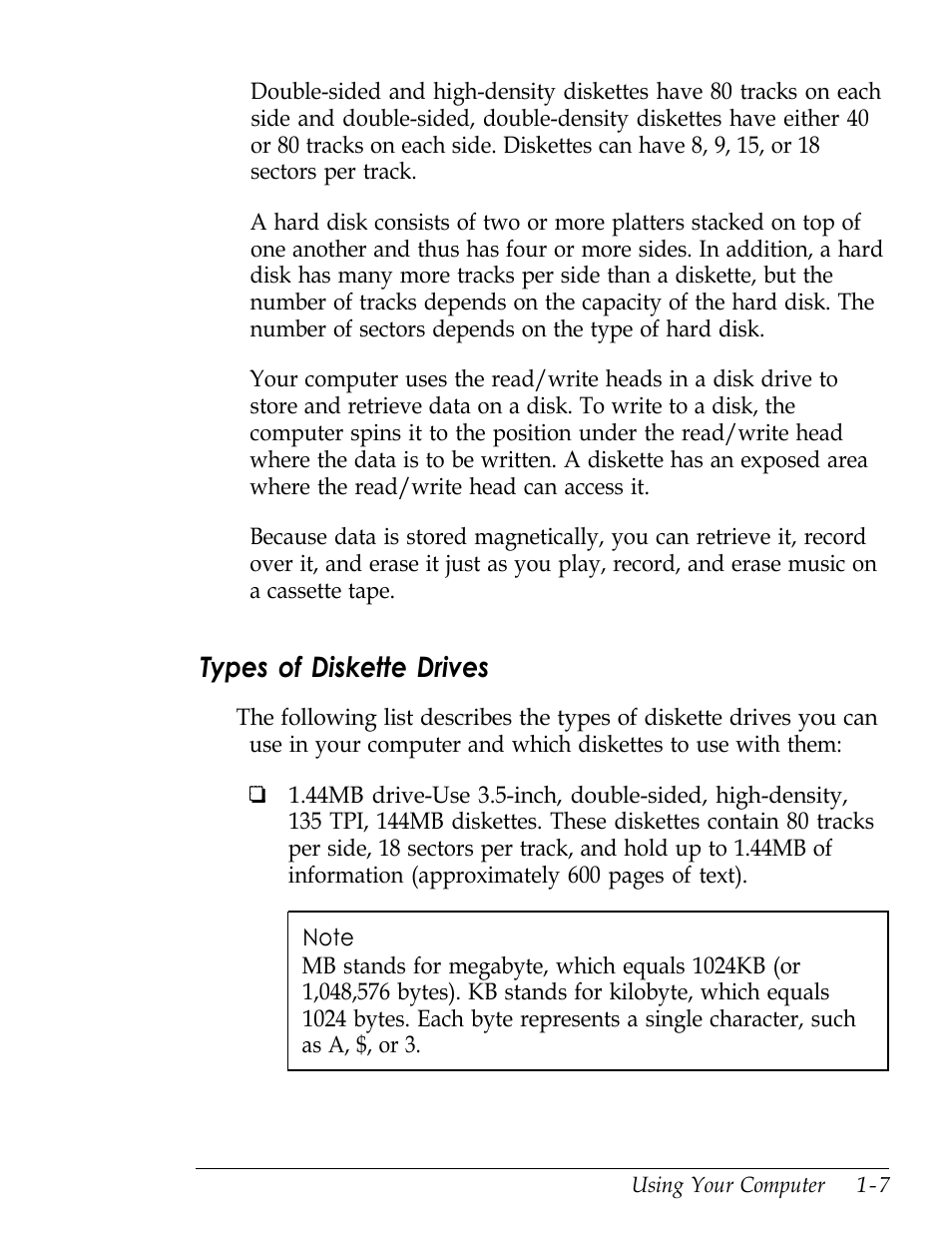 Types of diskette drives | Epson Endeavor User Manual | Page 23 / 197