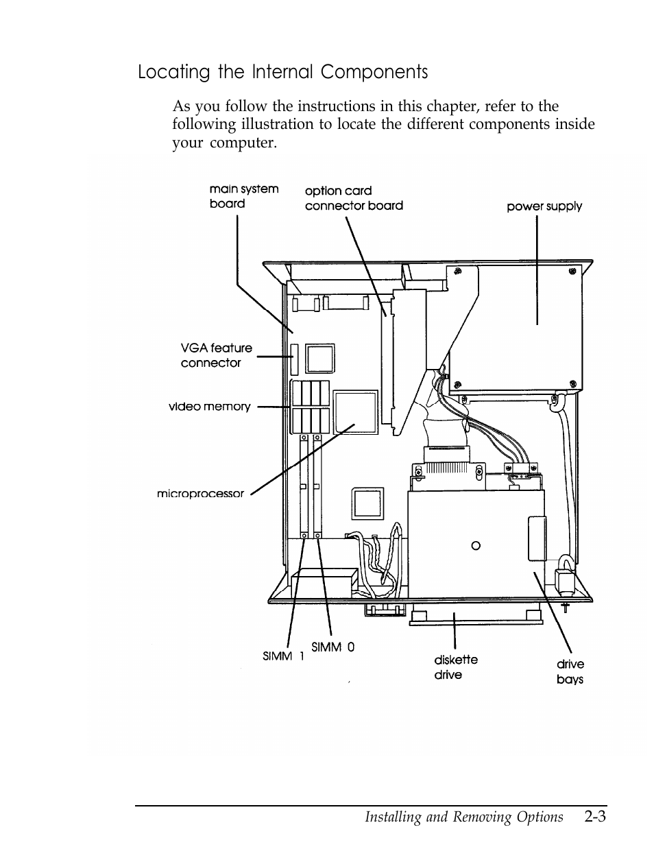 Locating the internal components, Locating the lnternal components | Epson Endeavor User Manual | Page 46 / 197