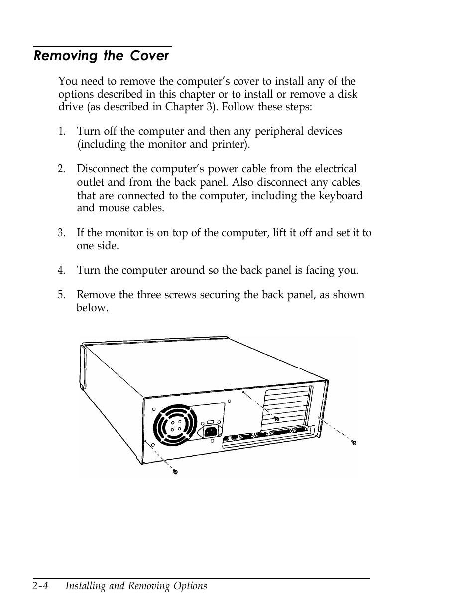 Removing the cover | Epson Endeavor User Manual | Page 47 / 197