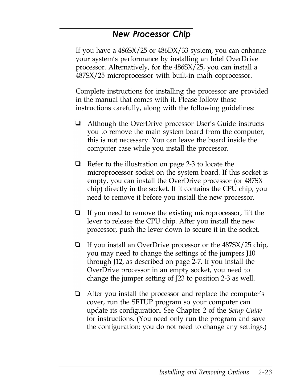 Installing a new processor chip, Lnstalling a, New processor chip | Epson Endeavor User Manual | Page 66 / 197